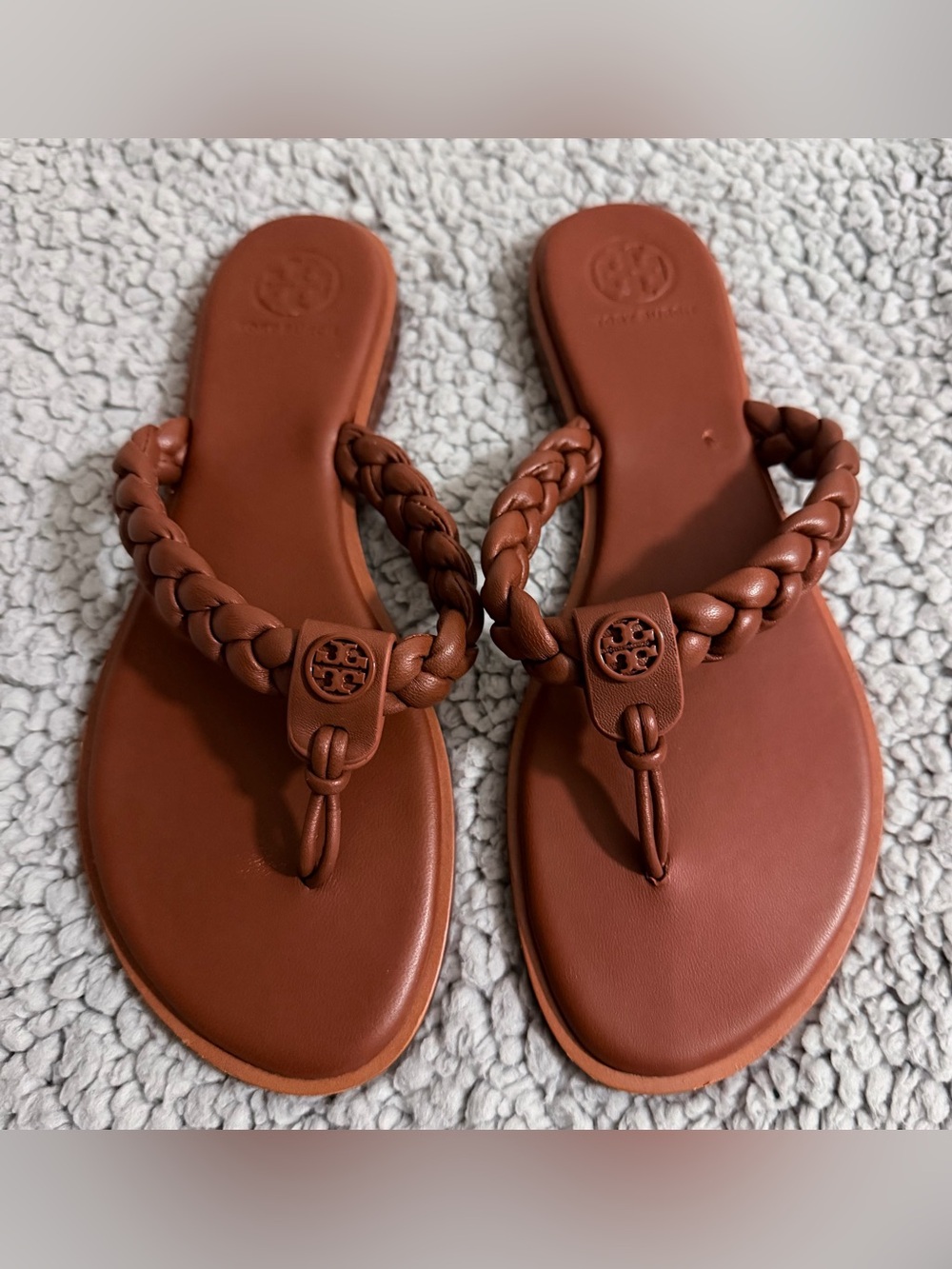 Tory Burch Braided Benton Thong Burnt Brown - $249 Womens Sz 7